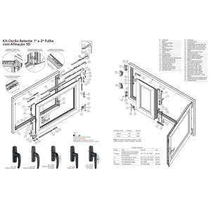 Kit Oscilo Batente 1ª e 2ª Folha c/ Afinação 3D